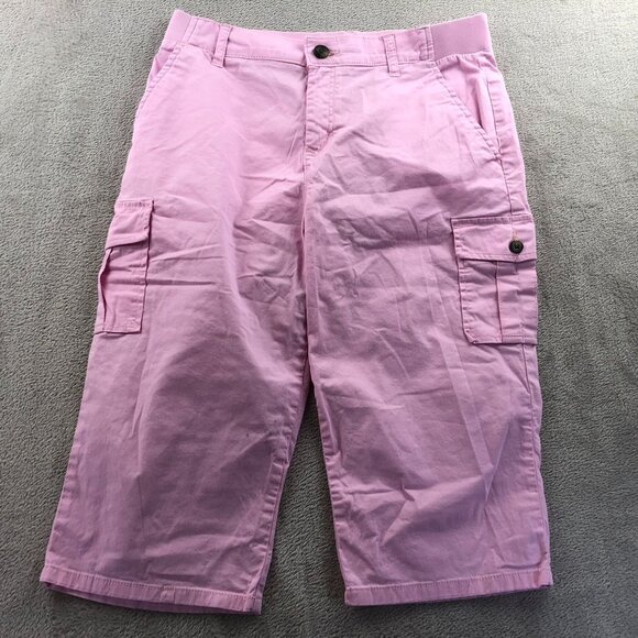 Lee Women Cargo Capri Pants Size 8 Medium Widde Leg Outdoors Casual Pink Classic - Picture 11 of 12